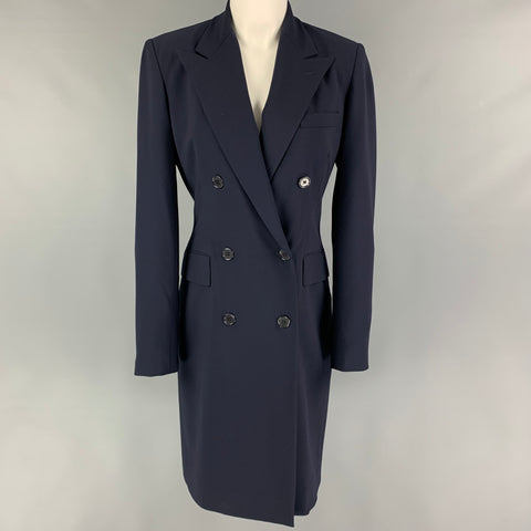 RALPH LAUREN Size 6 Navy Wool Double Breasted Coat