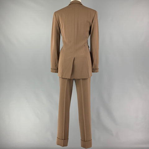 RALPH LAUREN Purple Label Size 2 Tan Wool Double Breasted Pants Suit