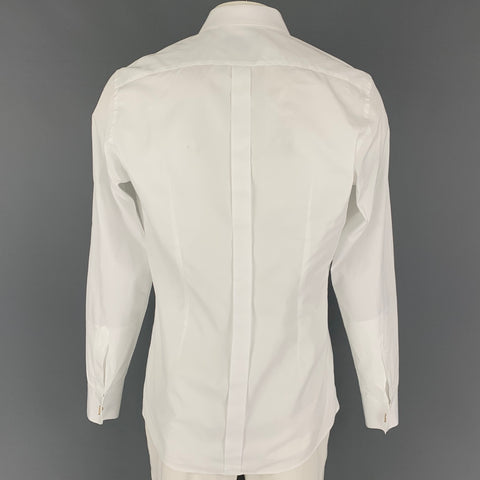 DOLCE & GABBANA Size L White Cotton Tuxedo Long Sleeve Shirt