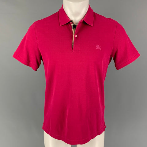 BURBERRY BRIT Size M Raspberry Embroidery Cotton Short Sleeve Polo