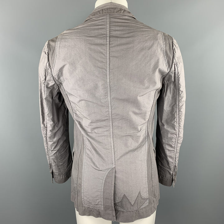 FAKE LONDON Size 40 Gray Cotton Notch Lapel Jacket