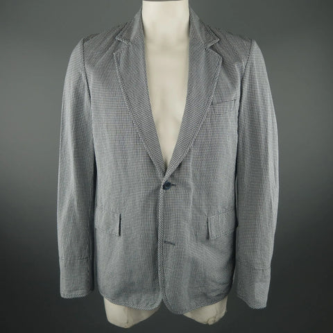 BOGLIOLI XXL 46 Black & White Checkered Cotton Sport Coat BOGLIOLI