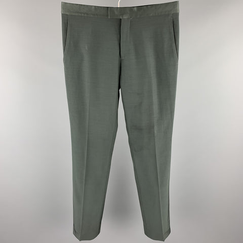 MARC JACOBS Size 32 Slate Acetate / Wool Zip Fly Dress Pants