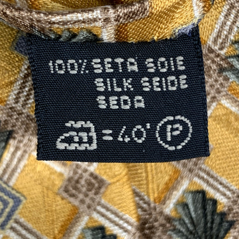 ERMENEGILDO ZEGNA Yellow Olive Rhombus Silk Tie