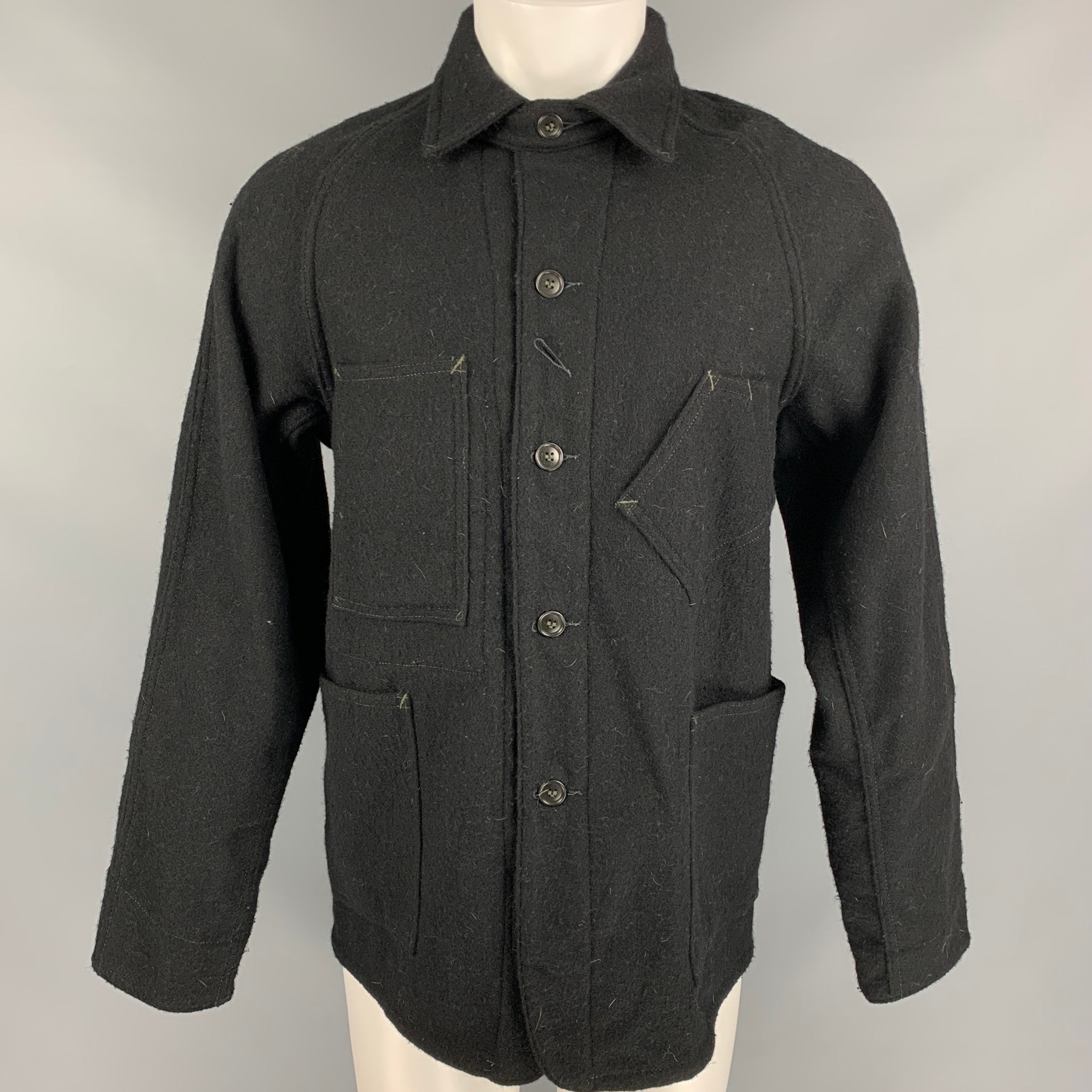 POST O ALLS Size M Black Wool Blend Worker Jacket Sui Generis