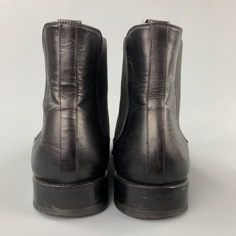 MASSIMO EMPORIO Size 10 Black Leather Ankle Chelsea Boots