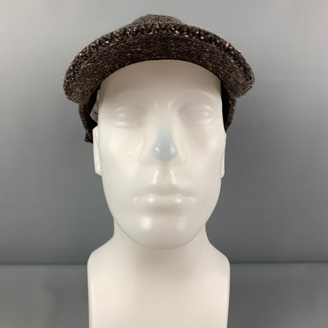 BARNEY'S CO-OP Size L Brown Cream Herringbone Baseball