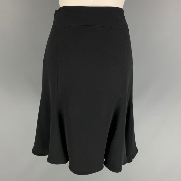 GIORGIO ARMANI Size 2 Black Silk A-line Below Knee Skirt