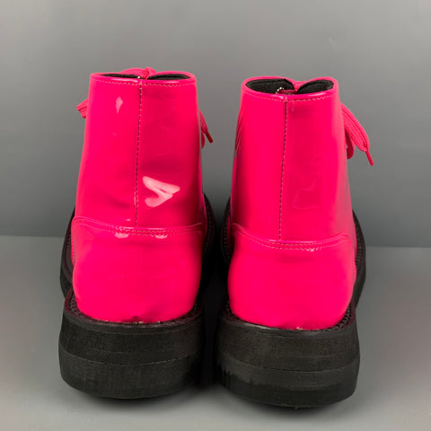 CUSTOM MADE Size 11 Pink Coated Canvas Lace Up Boots