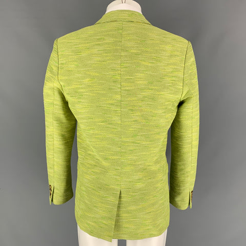 MR TURK Size 40 Green Yellow Woven Polyester Blend Notch Lapel Sport Coat