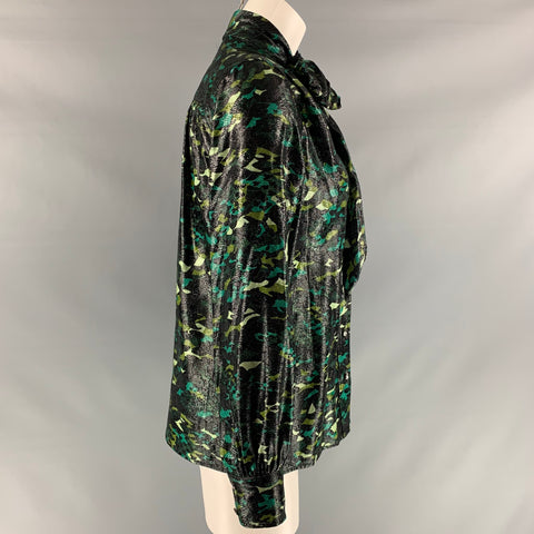 MARC JACOBS Camisa con lazo de camuflaje de nailon y seda negra y verde talla 4