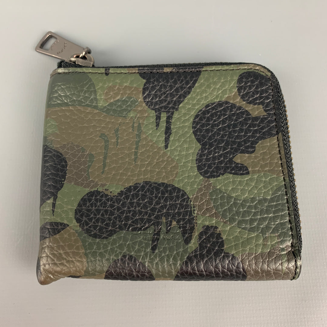 COACH Green Black Camouflage Leather Wallet