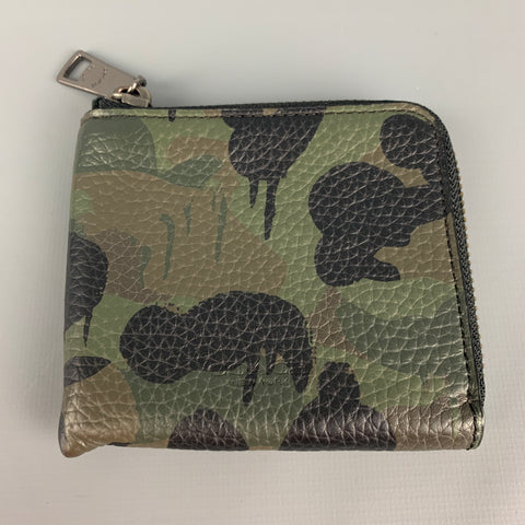 COACH Green Black Camouflage Leather Wallet