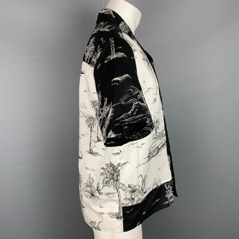 NO. 21 Talla S Camisa de manga corta de algodón con estampado blanco y negro