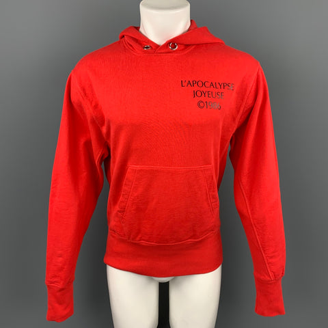 HELMUT LANG L'Apocalypse Joyeuse Size M Red Cotton Hooded Sweatshirt