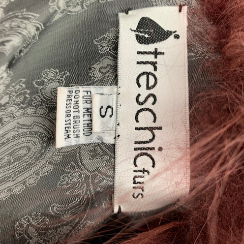 TRESCHIC FURS Chaleco con frente abierto de piel de cordero burdeos Talla S