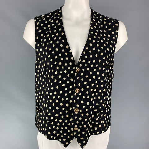 VERSACE CLASSIC Talla 46 Chaleco de mezcla de viscosa con lunares blancos y negros