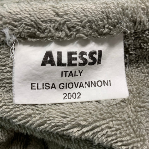 ALESSI Size S Green Textured Cotton Bath Robe and Tied Towel