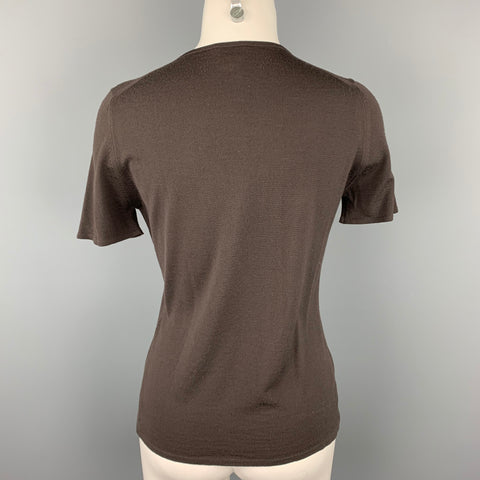 TSE Jersey de manga corta de lana de punto marrón talla M