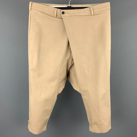 WOOSTER + LARDINI Size 36 Khaki Cotton Asymmetrical Drop Crotch Casual Pants