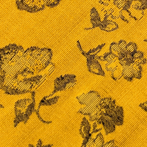 KENZO Yellow Brown Floral Wool Silk Tie