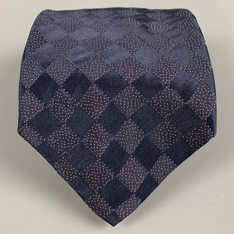 DONNA KARAN Navy White Dots Silk Tie