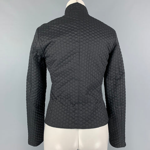 JIL SANDER Size 4 Black Polyester Blend Textured Reversible Jacket