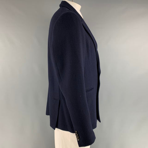 PAUL SMITH Size 42 Navy Woven Peak Lapel Sport Coat