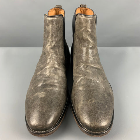 JOHN VARVATOS Taille 10,5 Bottes en cuir vieilli gris