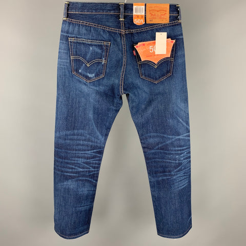 LEVI'S Size 30 Indigo Washed White Oak Cone Denim Button Down Jeans