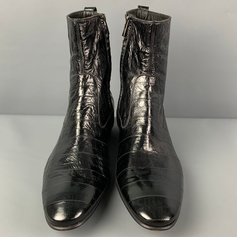 YVES SAINT LAURENT Talla 13 Botas Johnny de cuero acolchado negro