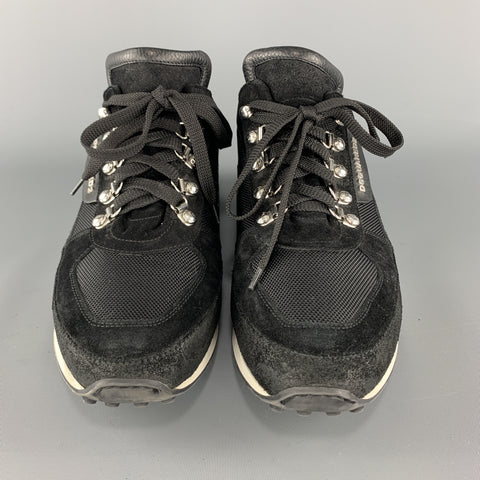 DSQUARED2 Size 12 Black & White Canvas & Leather Ski Hook Sneakers