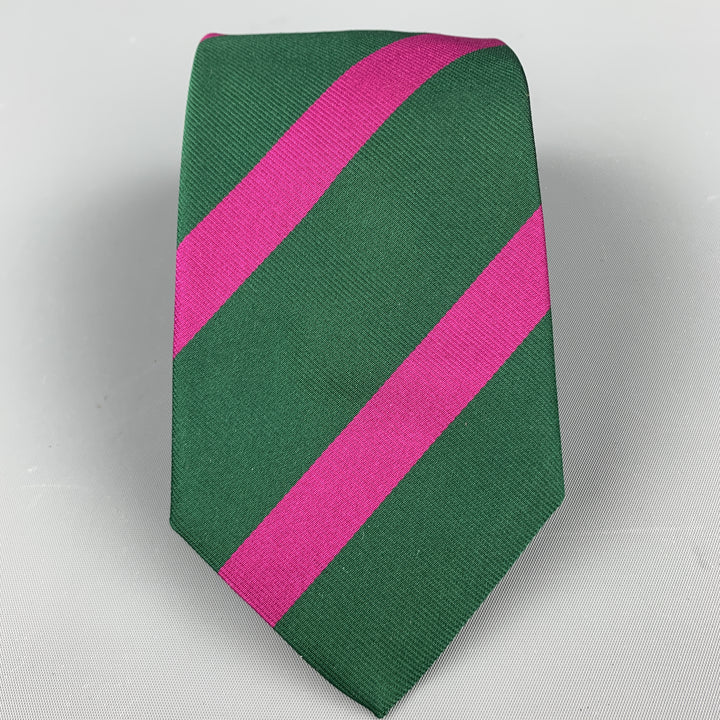 BEN SILVER Stripe Green & Purple Silk Tie