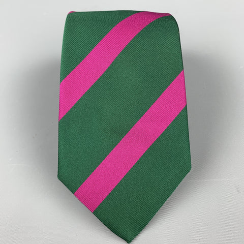 BEN SILVER Stripe Green & Purple Silk Tie