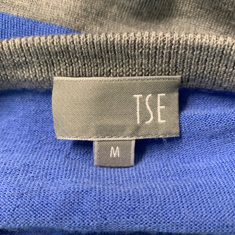 TSE Size M Grey Striped Wool Long Sleeve Pullover
