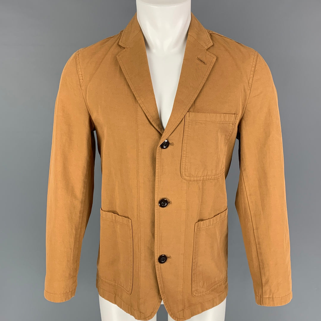 WALLACE & BARNES Size 36 Short Khaki Cotton Linen Sport Coat