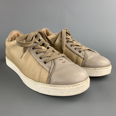 GIANVITO ROSSI Size 8 Taupe Leather Lace Up Sneakers