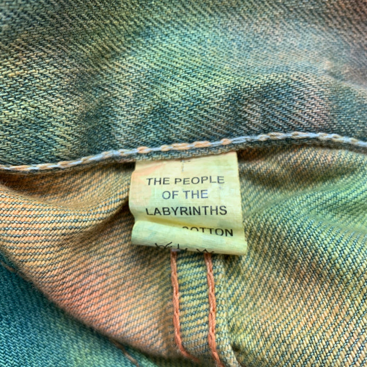 THE PEOPLE OF THE LABYRINTHS Size M Multi-Color Dyed Denim Button Fly Jeans