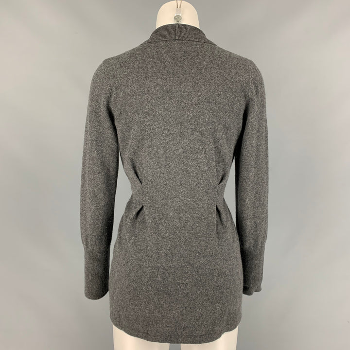 BRUNELLO CUCINELLI Size S Grey Knitted Cashmere Drawstring Cardigan