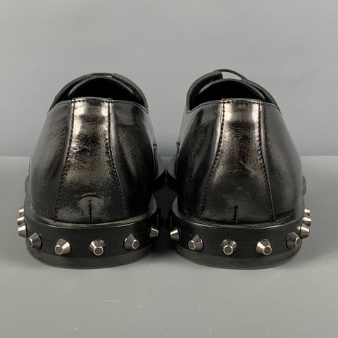 JIMMY CHOO Size 9.5 Black Grey Ombre Leather Lace Up Shoes
