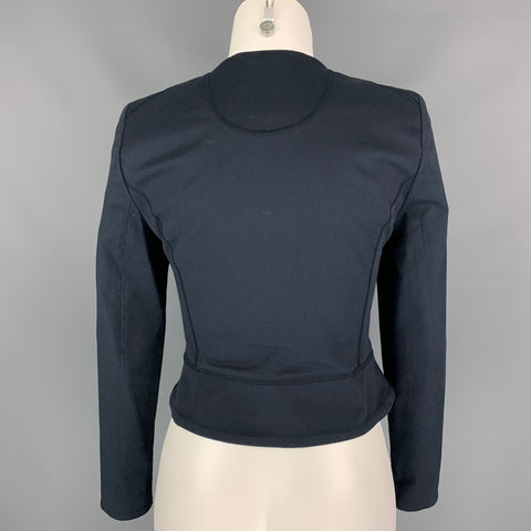 MCQ by ALEXANDER MCQUEEN Size 4 Navy & Fuchsia Cotton Cropped Jacket