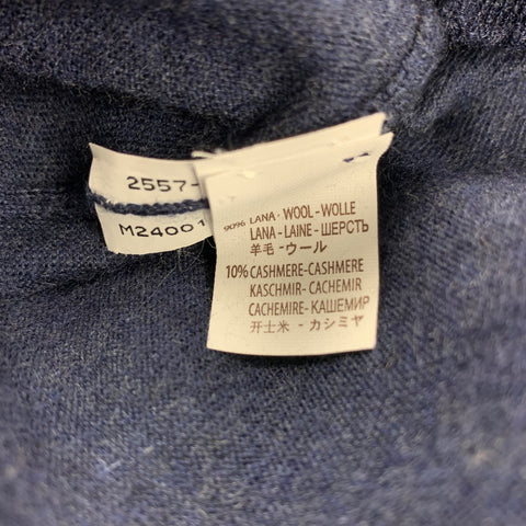 BRUNELLO CUCINELLI Size M Navy Wool / Cashmere V-Neck Pullover