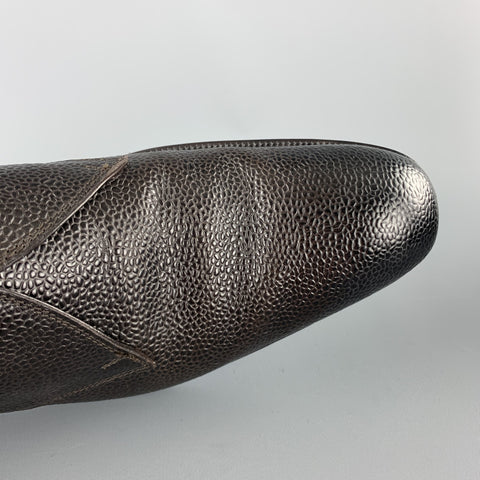 TOM FORD Taille 10,5 Bottines à double sangle en cuir grainé marron foncé