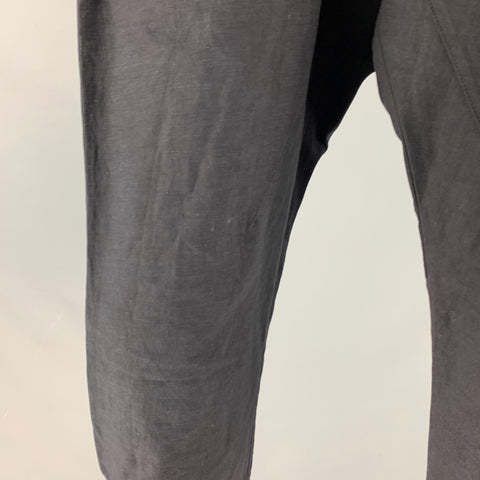 ISABEL BENENATO Size 32 Navy Cotton Linen Elastic Waistband Casual Pants