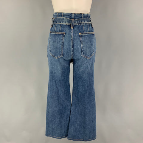 VERONICA BEARD Size 4 Blue Cotton Polyester High Waisted Corset Wide Leg Jeans