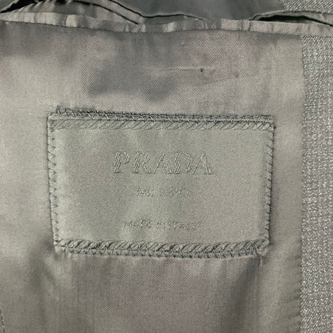 PRADA Size 36 Black Charcoal Virgin Wool Silk Notch Lapel Suit