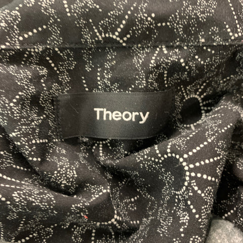 THEORY Size S Black White Abstract Cotton Long Sleeve Shirt