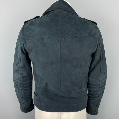 BURBERRY PRORSUM Size 38 Navy Nubuck Suede Biker Jacket