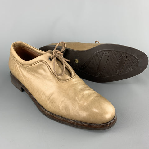 HERNI DE VIGNON Size 7.5 Taupe Solid Leather Lace Up