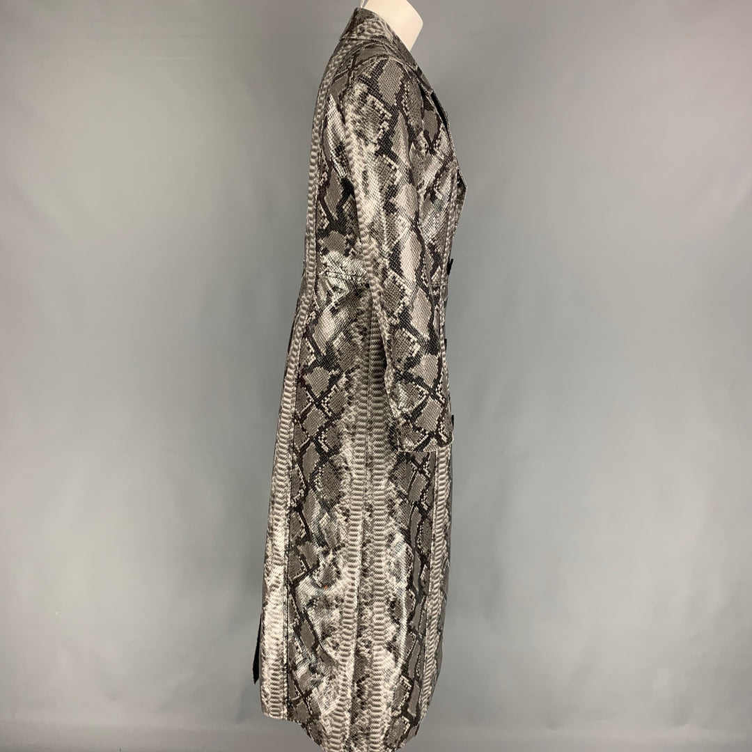 STAND STUDIO Size M Grey Black Polyester Blend Snake Skin Print Notch Lapel Coat